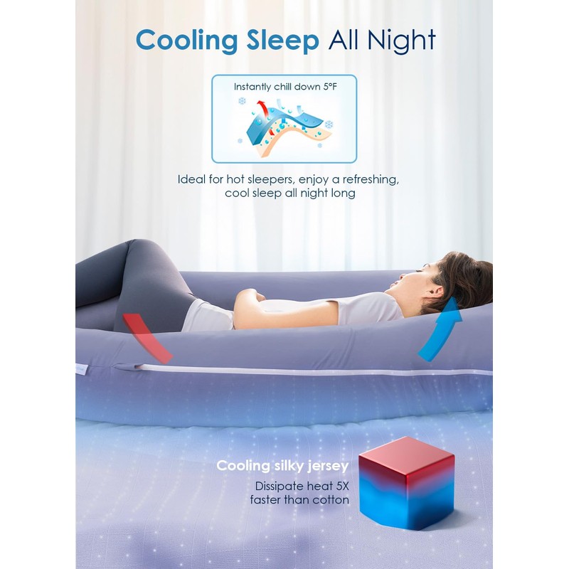 QUEEN ROSE Pregnancy Pillows, 60 Inch Cooling U Shaped Body