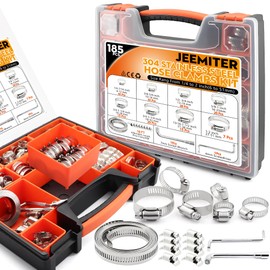 185Pcs 304 Stainless Steel Hose Clamp Kit w/Case & Tools, 1/4" to 2"