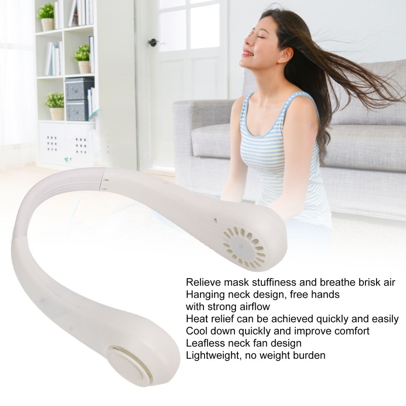 Portable Neck Fan Leafless Hands Free Quiet Lightweight USB Charging