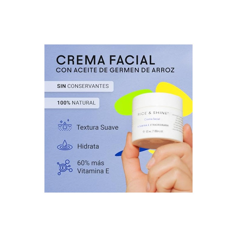 Rice Shine Crema Hidratante Facial Skin Care Aceite Germen Arroz