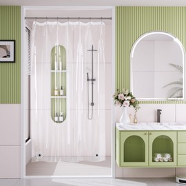 AmazerBath Shower Curtain Liner Stall Waterproof, 47x64 Clear RV Shower Curtain Liner, Plastic Shower Liner for Bathroom, Lightweight PEVA Shower Curtain with 2 Magnets and 7 Rustproof Metal Grommets