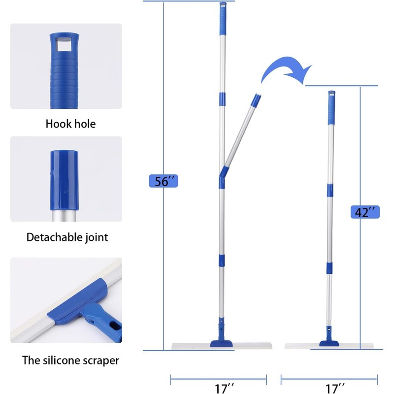 17" Magic Broom Squeegee Broom with 56" Adjustable Long Handle