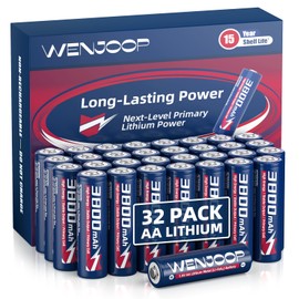 WENJOOP AA Lithium Batteries 32 Pack, 3800mAh, 1.5V Primary Lithium, Non-Rechargeable AA Batteries, Leak-Resistant, Long Shelf Life, Lightweight 15g Each, -40°C to 60°C