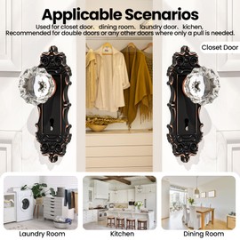 Antique Dummy Door Knobs Interior Oil Rubbed Bronze 2 Pack Doorknob Crystal Glass Closet Door Handle Vintage Door Pulls for Pantry Door Hallway
