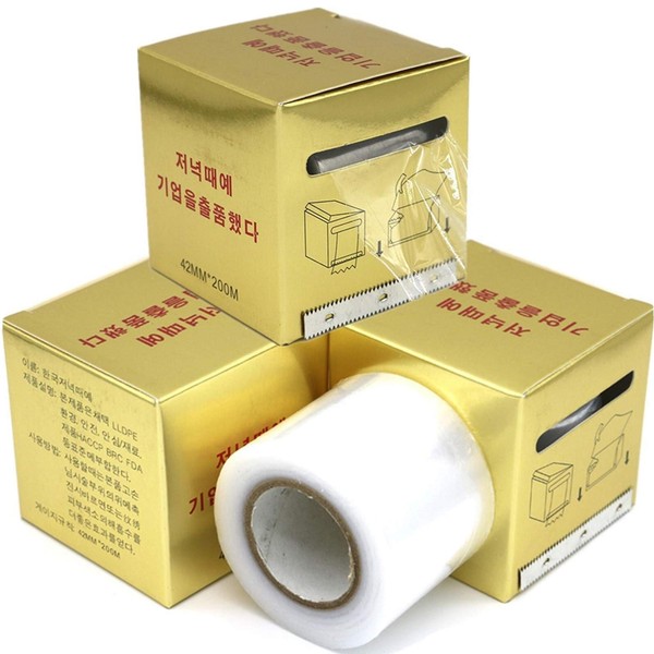3 Rolls Tattoo Cover Disposable Eyebrow Tattoo Plastic Wrap Preservative Film for One-Way Eyebrow Lips Permanent Make Up Supplies Wrap Tape Transparent