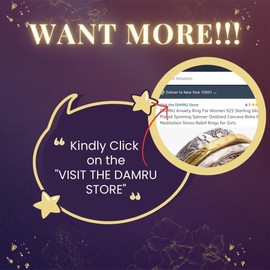 DAMRU Anxiety Ring For Women 925 Sterling Silver Plated Spinning Spinner Oxidized Concave Boho Band Meditation Stress Relief Rings for Girls (12)