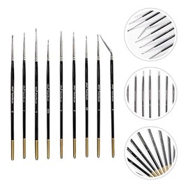 Juego de Brochas de 9 Piezas, Brochas de Primera Calidad para Detalles Finos, Brochas de Punta Súper Fina para Pintura Acrílica, Acuarela, Pintura al Oleo, Cara, Uñas, Modelado, Detalles y Más