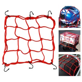 Unbranded 2X Cargo Net Motorcycle Helmet Mesh Luggage Tie Down Bungee Cord 30cm*30cm Red