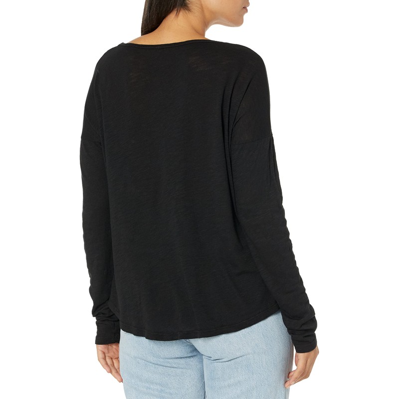 Splendid Women Long Sleeve Crew, Black, Medium