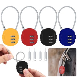 Set of 4 Combination Lock, 3 Digit Suitcase Lock, Combination Locks, Small Padlock with Combination, Keyless Resettable for Suitcases, Cabinets, with 4 x Coders