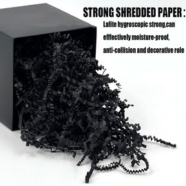 1LB-Black Crinkle Paper Filler,Basket Stuffing,for Gift Wrapping Paper Shred Filler.Black Shredded Paper for Gift Baskets,Box Stuffing Shredded Paper,Suit Different Festivals'Gift Filler Paper Shreds