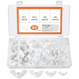 80 Pcs Wing Nuts Assortment Kit, Stainless Steel Wingnuts, Butterfly Nuts Wing Nut Sets for DIY Tools, Electronic Devices Hardware,M6/M8/M10/M12(80 Nylon)