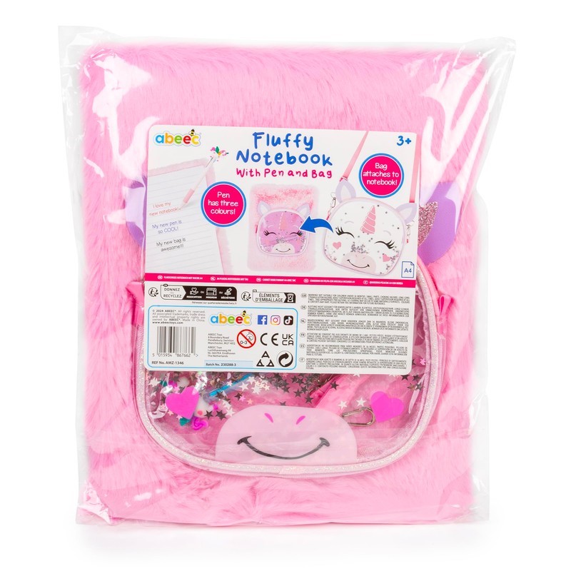 abeec Fluffy Unicorn A4 Notebook Set – Includes Girls’ Handbag,