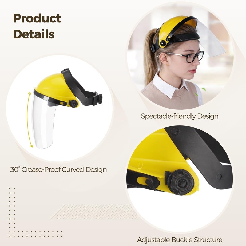 OMISTAR 4 Pcs Safety Face Shields, Full Face Protection Transparent