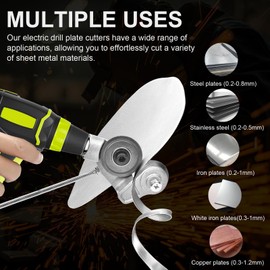 Electric Drill Plate Cutter, Upgraded Drill Cut Pro Sheet Metal Cutter Drill Attachment for Cutting Iron, Steel, Copper, Aluminum, White Sheet – DIY Metal Nibbler Tool for Electric Drill Use