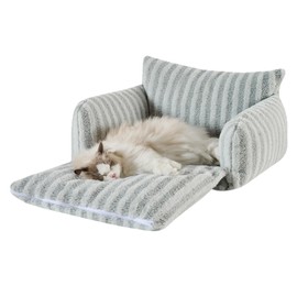 Hollypet Cat Bed Fluffy Plush Mutifuctional Double-Layer Soft Pet Couch Orthopedic Sofa Nest Beds for Small Cats and Dogs, Gray (25x20x13 inch)