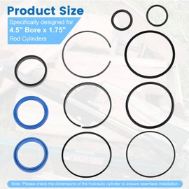 Hydraulic Log Splitter Cylinder Rebuild Seal Kit for 4.5" Bore x 1.75" Rod Cylinder, Replace for Huskee Log Splitter Parts Hydraulic Cylinder Rebuild Kit (Pack of 11)