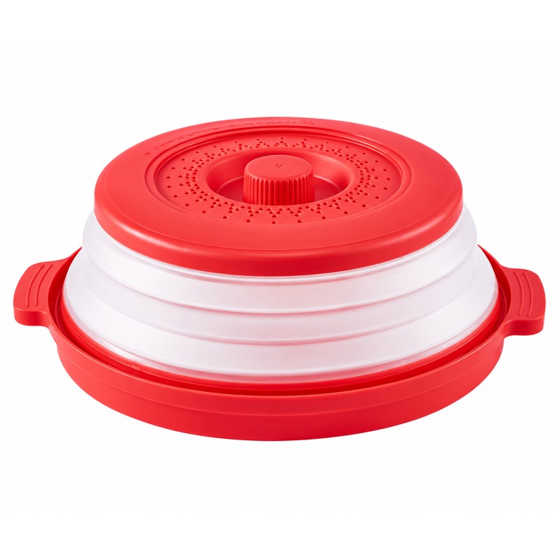 Collapsible Microwave Food Splatter Cover with Steam Vents – Foldable