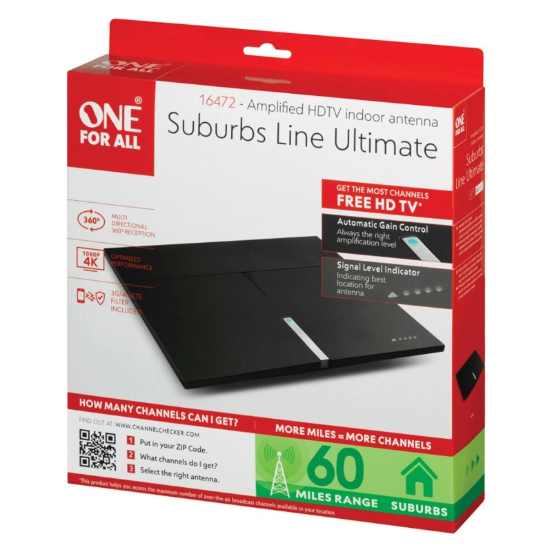 HDTV ONE FOR ALL® Amplified Indoor Smart HDTV Antenna