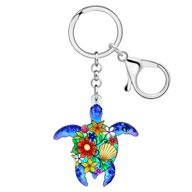 DALANE - Llavero acrílico con animales del océano, diseño de tiburón, cangrejo, ballena, tortuga, coche, regalo para mujeres y niñas, Azul (Marine), 41mm x 44mm