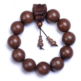 Zen Dear Unisex Natural Silkwood Tibetan Buddhism Meditation Prayer Bead Necklace Japa Mala Beads Bracelets (20mm 12 Beads Long's Heads)