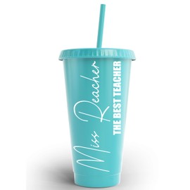 Thank You Teacher Gift Custom Any Namy Cup Tumbler The Best Teacher Class Present End of Year