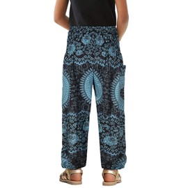 TENMET Little Girls Yoga Trousers Bohemian Beach Pants Baggy Harem Activewear for Girls Age 3-10