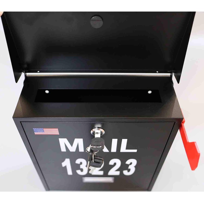Wall Mount Locking Mailbox - Black Large Capacity Security House