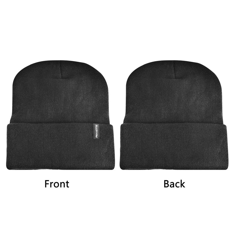 PRAVETTE Winter Beanie Hat with Warm Lining - Unisex Knit