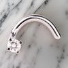 Diamond Nose Stud 14K White Gold Nose Ring Twist Screw