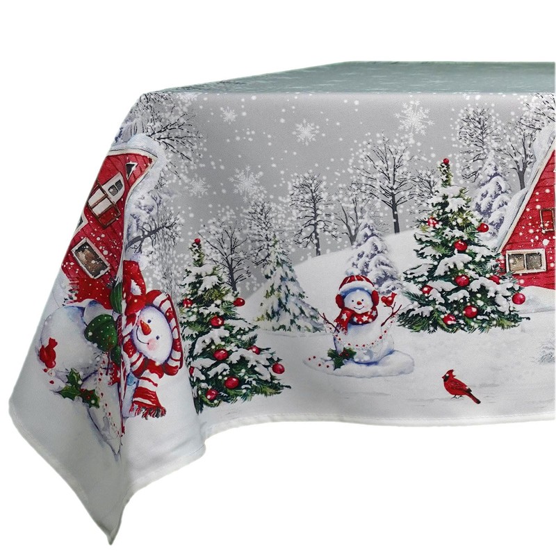 Tablecloth Snowman Christmas Winter Village (150 cm, Round)