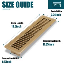 VOISEN Floor Register 2x12, 6 Pack Floor Vent Covers, Steel Adjustable Air Supply Grille Register Vent Cover Grill for Sidewall and Floor, Vent Covers for Home Floor,Brown