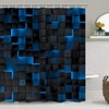 LQCOOL 4Pcs Shower Curtain Set Black 3D Cubes Shower Curtain
