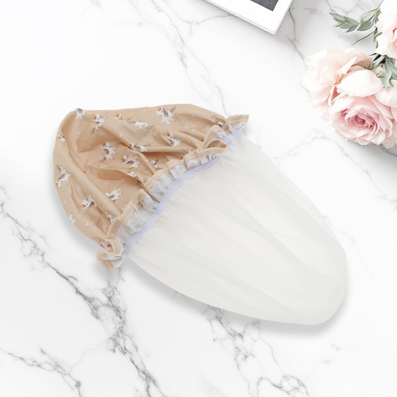 VOCOSTE Shower Cap Hair Cap Pony Pattern Double Layer Waterproof