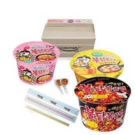 Samyang Hot Chicken Buldak Noodle Big Bowl 6 Flavors Combo (Original, 2X, Stew, Cheese, Jjajang, Kimchi) (3 Flavors (Carbo, Cheese & Original), Pack of 1)