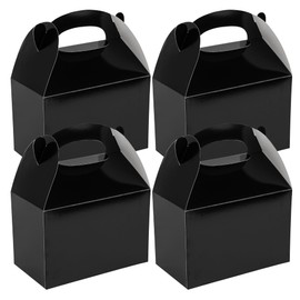 Restaurantware Bio Tek 8.5 x 4.8 x 5.5 Inch Gable Boxes For Party Favors, 100 Attractive Gift Boxes - With Built-In Handle, Greaseproof, Black Paper Barn Boxes, For Special Events Or Parties