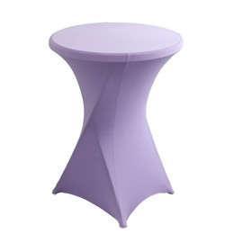 iEventStar Stretch Bar Table Covers, Spandex Bar Table Covers, Bar Tables, Wedding Round Tablecloth for Bistro Table, Cocktail Party (Light Purple, Diameter 60-65 cm