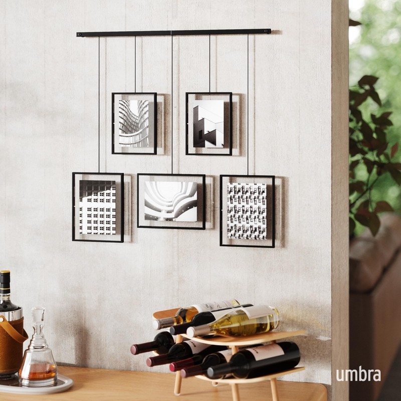 Umbra Exhibit Picture Frame Gallery Set, Adjustable Wall Collage Displays