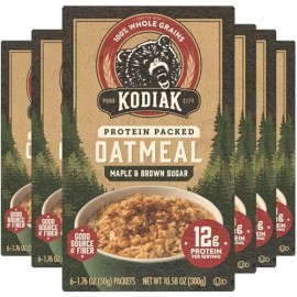 Kodiak Instant Oatmeal Packets, Maple Brown Sugar, High Protein,100% Whole Gr...