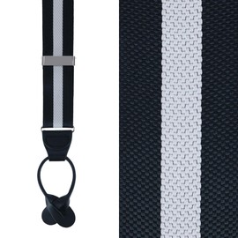 Trafalgar Men's Montague Center Stripe Nylon Button End Braces (Suspenders),