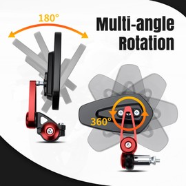 RIDLOG Motorcycle Bar End Mirrors 7/8'' 22mm CNC Aluminum Universal Rear View Side Mirror Fit for Honda Grom Kawasaki Suzuki Ducati Yamaha and More Street Sport Bike Scooter Cruisers (Red)