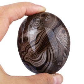 KYEYGWO Polished Banded Agate Healing Crystal Palm Stones, Irregular Tumbled Worry Stones for Meditation Treatment Chakra Balancing