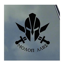 Molon Labe with Spartan Helmet Vinyl Sticker Decal Come and Take Them Gun Rights Veteran