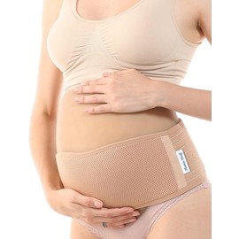 Mama Stuff BellyNest Pregnancy Belt & Abdominal Band | Back Support, Abdominal Ties & Support Belt for Pregnancy | Breathable/Relieves Back, Pelvis & Hip Pain (Beige, One Size)