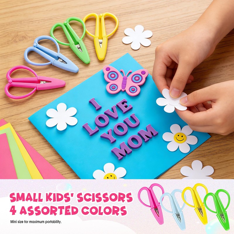Mini Scissors 5 Pack, Tiny Needlepoint Scissors with Protective Covers