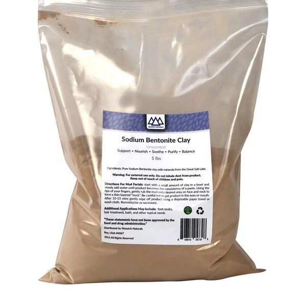 All Natural Sodium Bentonite Clay with Minerals From The Great Salt Lake 5 Lbs - Wasatch Naturals