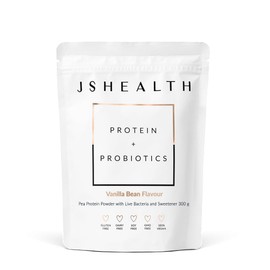 JSHealth Vegan Pea Protein Powder with Probiotics - Vanilla Bean Flavor - Gluten Free, Non GMO, Plant Based Protein Drink Mix, 300g