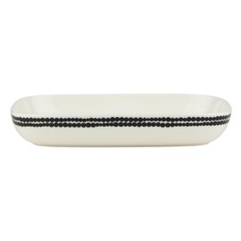 MARIMEKKO Oiva Siirtolapuutarha Black & White Serving Platter – Refine Your Kitchen Décor with Our Iconic White Stoneware – Stylish Serving Dishes for Entertaining (10 in x 7 in)