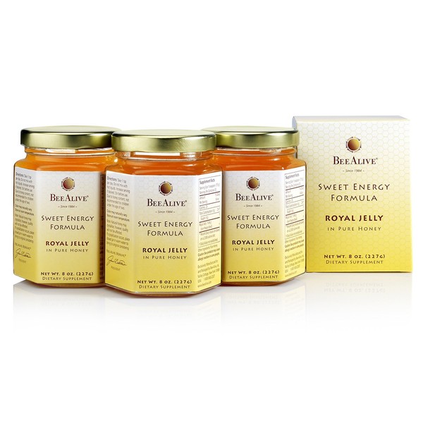 BeeAlive Sweet Energy Formula, Queen's Harvest Royal Jelly and Honey (3 Month Supply)
