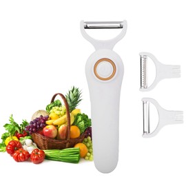 2022 Nuevo Juego de Pelador Eléctrico 3 en 1, para Frutas, Verduras, Peladores Eléctricos de Mano para Cocina, Manzanas, Zanahorias, Papas, Pepinos, Recargable por USB, con 3 Cabezales de Corte